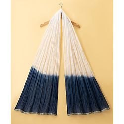 Pine Kids 100% Cotton Woven Sleeveless Sequinned Floral Choli & Lehenga Set With Dupatta - Navy Blue