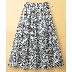 Pine Kids 100% Cotton Woven Sleeveless Sequinned Floral Choli & Lehenga Set With Dupatta - Navy Blue