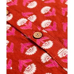Pine Kids 100% Cotton Woven Full Sleeves Floral Printed Kurta & Pyjama Set - Red