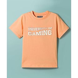 Pine Kids Single Jersey Knit Half Sleeves T-Shirt & Shorts Set with Gaming Print - Peach