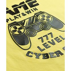 Pine Kids Single Jersey Knit Half Sleeves Game Printed T-Shirt & Shorts Set - Yellow