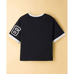 Pine Kids Single Jersey Knit Drop Shoulder Half Sleeves T-Shirt & Shorts Set with California Print - Black