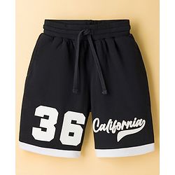 Pine Kids Single Jersey Knit Drop Shoulder Half Sleeves T-Shirt & Shorts Set with California Print - Black
