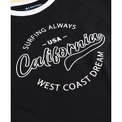 Pine Kids Single Jersey Knit Drop Shoulder Half Sleeves T-Shirt & Shorts Set with California Print - Black