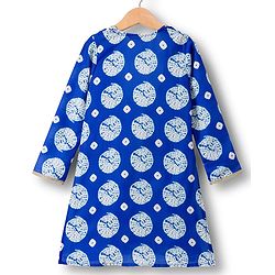 Pine Kids Woven Printed Indo Western  Kurti Palazo Set - Royal Blue