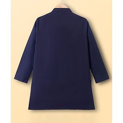 Pine Kids Woven Full Sleeves Kurta Pajama Set with Embroidery - Navy Blue