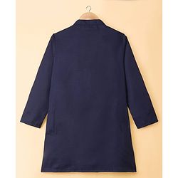 Pine Kids Woven Full Sleeves Kurta Pajama Set with Embroidery - Navy Blue