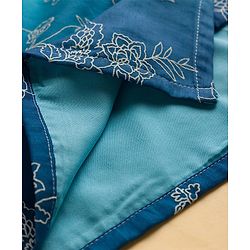 Pine Kids Woven Full Sleeves Kurta Pajama Set with Floral Embroidery - Blue