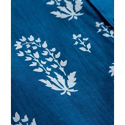 Pine Kids 100% Cotton Woven Full Sleeves Kurta Pyjama Set With Floral Printed Jacket - White & Navy Blue
