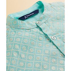 Pine Kids Woven Full Sleeves Floral Printed Kurta & Pyjama Set - Light Blue