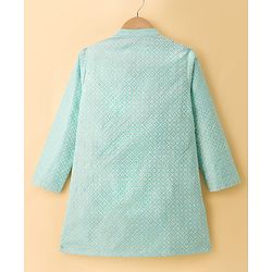 Pine Kids Woven Full Sleeves Floral Printed Kurta & Pyjama Set - Light Blue