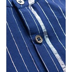 Pine Kids 100% Cotton Woven Full Sleeves Striped Kurta & Pyjama Set - Blue