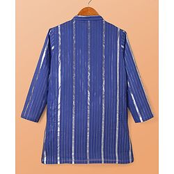 Pine Kids 100% Cotton Woven Full Sleeves Striped Kurta & Pyjama Set - Blue