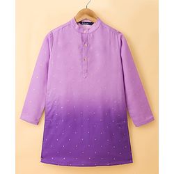 Pine Kids Woven Full Sleeves Kurta Pyjama Set With Ombre Effect - Purple