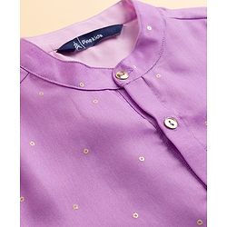 Pine Kids Woven Full Sleeves Kurta Pyjama Set With Ombre Effect - Purple