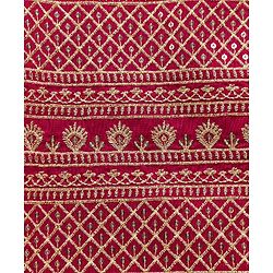 Pine Kids Woven Full Sleeves Printed Kurta Pyjama Set With Sequin Embroidered Nehru Jacket - Maroon