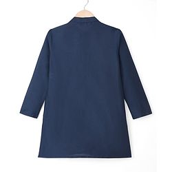 Pine Kids Woven Full Sleeves Kurta Pajama Set with Jacket & Floral Print - Navy Blue