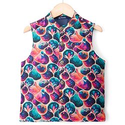 Pine Kids Woven Full Sleeves Kurta Pajama Set with Jacket & Floral Print - Navy Blue