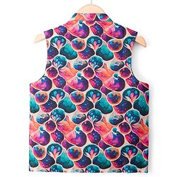 Pine Kids Woven Full Sleeves Kurta Pajama Set with Jacket & Floral Print - Navy Blue
