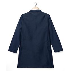 Pine Kids Woven Full Sleeves Kurta Pajama Set with Jacket Embroidery & Sequin Detailing - Navy Blue