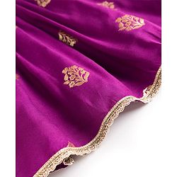 Pine Kids Woven Half Sleeves Floral Printed Kurti & Sharara Set With Dupatta - Violet