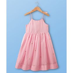 Pine Kids Woven Sleeveless Kurti Chudidar Set with Dupatta & Embroidery - Pink