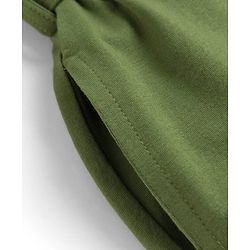 Pine Kids Cotton Knit Half Puffed Sleeves Solid Colour Full Length Jumpsuit - Dark Green