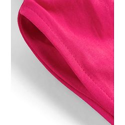 Pine Kids Cotton Knit Half Puffed Sleeves Solid Colour Full Length Jumpsuit with Frill Detailing - Dark Pink