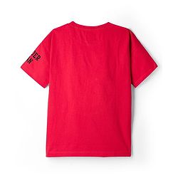 Pine Kids Marvel Terry Knit Drop Shoulder Half Sleeves T-Shirt With Functional Bag Applique - Red