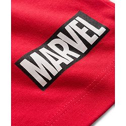 Pine Kids Marvel Terry Knit Drop Shoulder Half Sleeves T-Shirt With Functional Bag Applique - Red