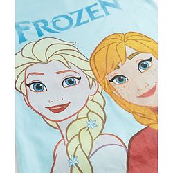 Pine Kids Disney Single Jersey Knit Frill Sleeves Nighty With Elsa & Anna Graphics - Light Blue