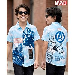 Pine Kids Marvel 100% Cotton Knit Half Sleeves Shirt With Front & Back Avengers Graphics-Multicolour