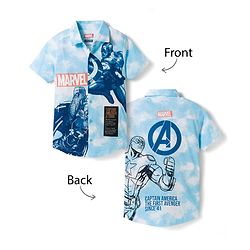 Pine Kids Marvel 100% Cotton Knit Half Sleeves Shirt With Front & Back Avengers Graphics-Multicolour