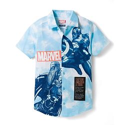 Pine Kids Marvel 100% Cotton Knit Half Sleeves Shirt With Front & Back Avengers Graphics-Multicolour