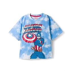 Pine Kids Marvel Single Jersey Knit Half Sleeves T-Shirt & Shorts Set With Captain America Graphics - Multicolor