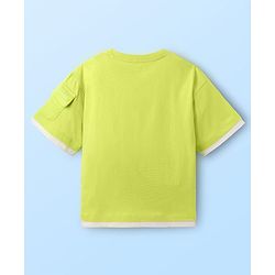 Pine Kids Marvel Terry Knit Oversized Drop Shoulder Half Sleeves T-Shirt with Avengers Graphics - Limegreen