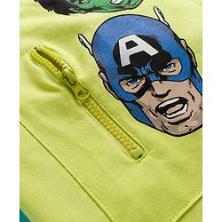 Pine Kids Marvel Terry Knit Oversized Drop Shoulder Half Sleeves T-Shirt with Avengers Graphics - Limegreen