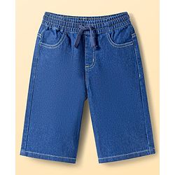 Pine Kids Cotton Woven Half Sleeves Solid Shirt & Denim Shorts Set - Blue