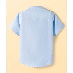 Pine Kids Cotton Woven Half Sleeves Solid Shirt & Denim Shorts Set - Blue