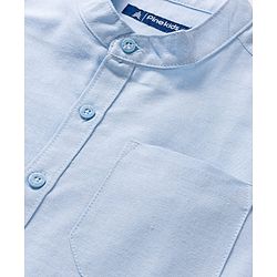 Pine Kids Cotton Woven Half Sleeves Solid Shirt & Denim Shorts Set - Blue