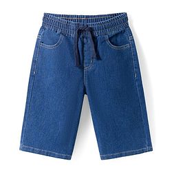 Pine Kids Cotton Woven Half Sleeves Solid Color Shirt & Denim Shorts Set - Peach & Blue