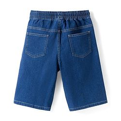 Pine Kids Cotton Woven Half Sleeves Solid Color Shirt & Denim Shorts Set - Peach & Blue