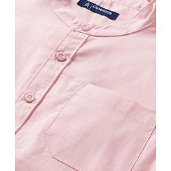 Pine Kids Cotton Woven Half Sleeves Solid Color Shirt & Denim Shorts Set - Peach & Blue