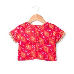 Pine Kids Woven Half Sleeves Printed Choli Lehenga Set with Dupatta - Multicolor