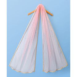 Pine Kids Woven Half Sleeves Choli Lehenga Set with Dupatta & Rhinestone Detailing - Pink