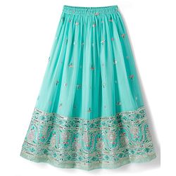 Pine Kids Woven Half Sleeves Choli Lehenga Set with Dupatta Embroidery & Sequin Detailing - Teal Blue