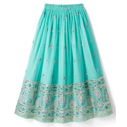 Pine Kids Woven Half Sleeves Choli Lehenga Set with Dupatta Embroidery & Sequin Detailing - Teal Blue