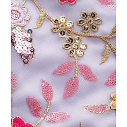 Pine Kids Woven Sleeveless Choli Lehenga Set with Dupatta Embroidery & Sequin Detailing - Lilac