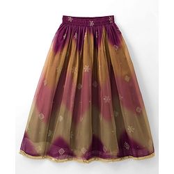 Pine Kids Woven Half Sleeves Embroidered Choli Lehenga Set With Dupatta - Multicolour