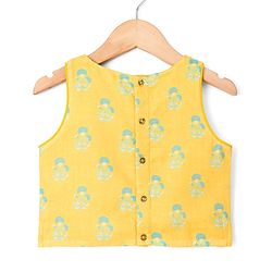 Pine Kids Woven Sleeveless Lehenga Choli Set With Floral Print & Dupatta - White